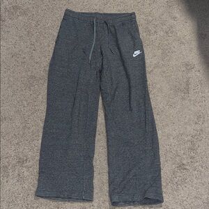 Nike Dark Heather Gray Wide-Leg Sweatpants with White Logo